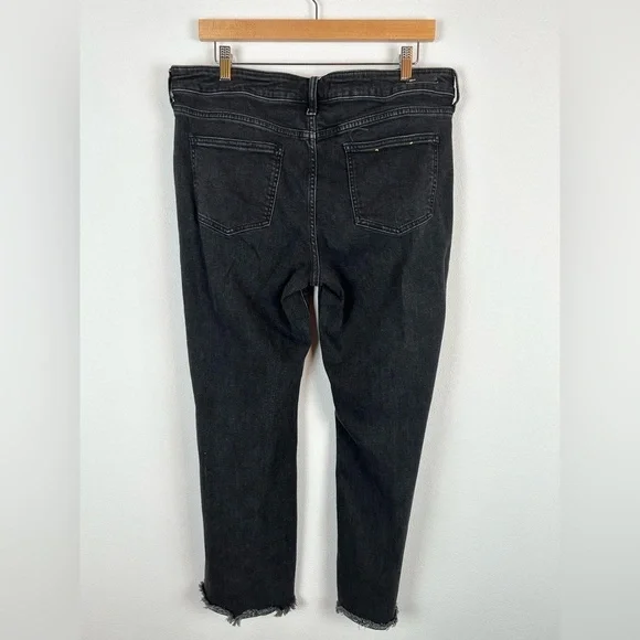 Pilcro Anthropologie High Rise Flare Black Jeans Front Seam Raw Hem 32 - Picture 8 of 15